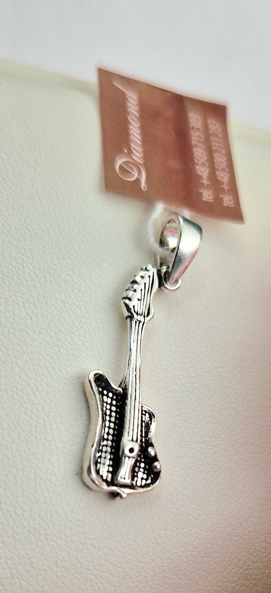 SREBRNA przywieszka wisiorek GITARA Próba 925 NOWA! \ Fajne OKAZJE