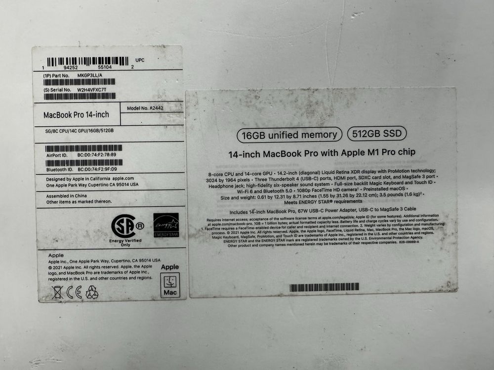 Macbook pro 14 2021 M1 16Gb 512Gb A2442 MKGP3LL/A space gray