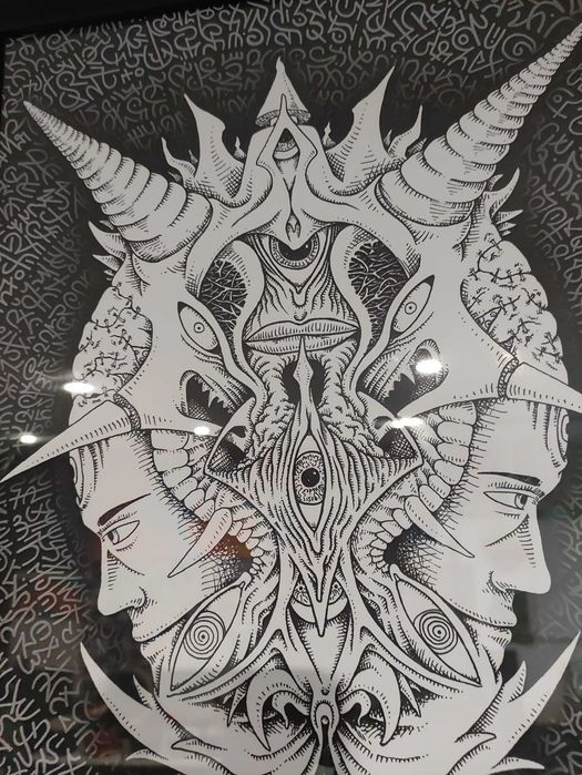 Obraz "SPOJRZENIA" 40x30 Abstrakcja Surrealizm  Polska grafika w ramie