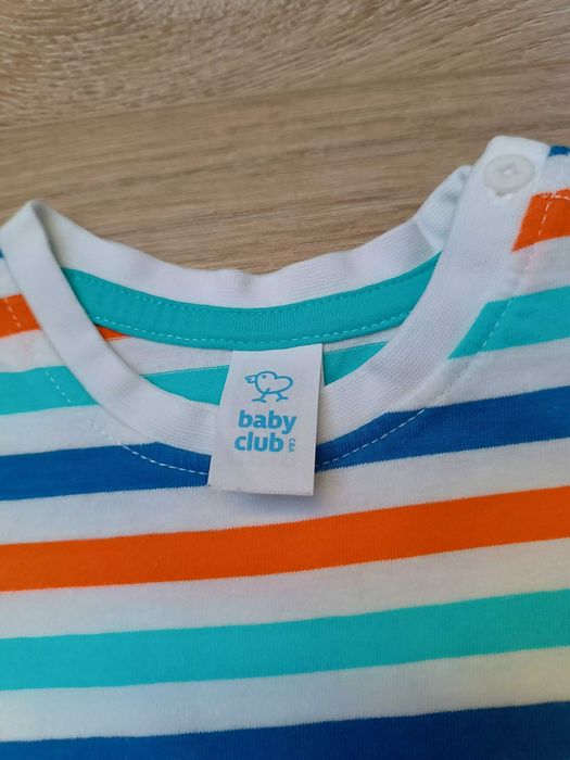 Bluzka koszulka t-shirt krótki rękaw poziome paski 'C&A' 80