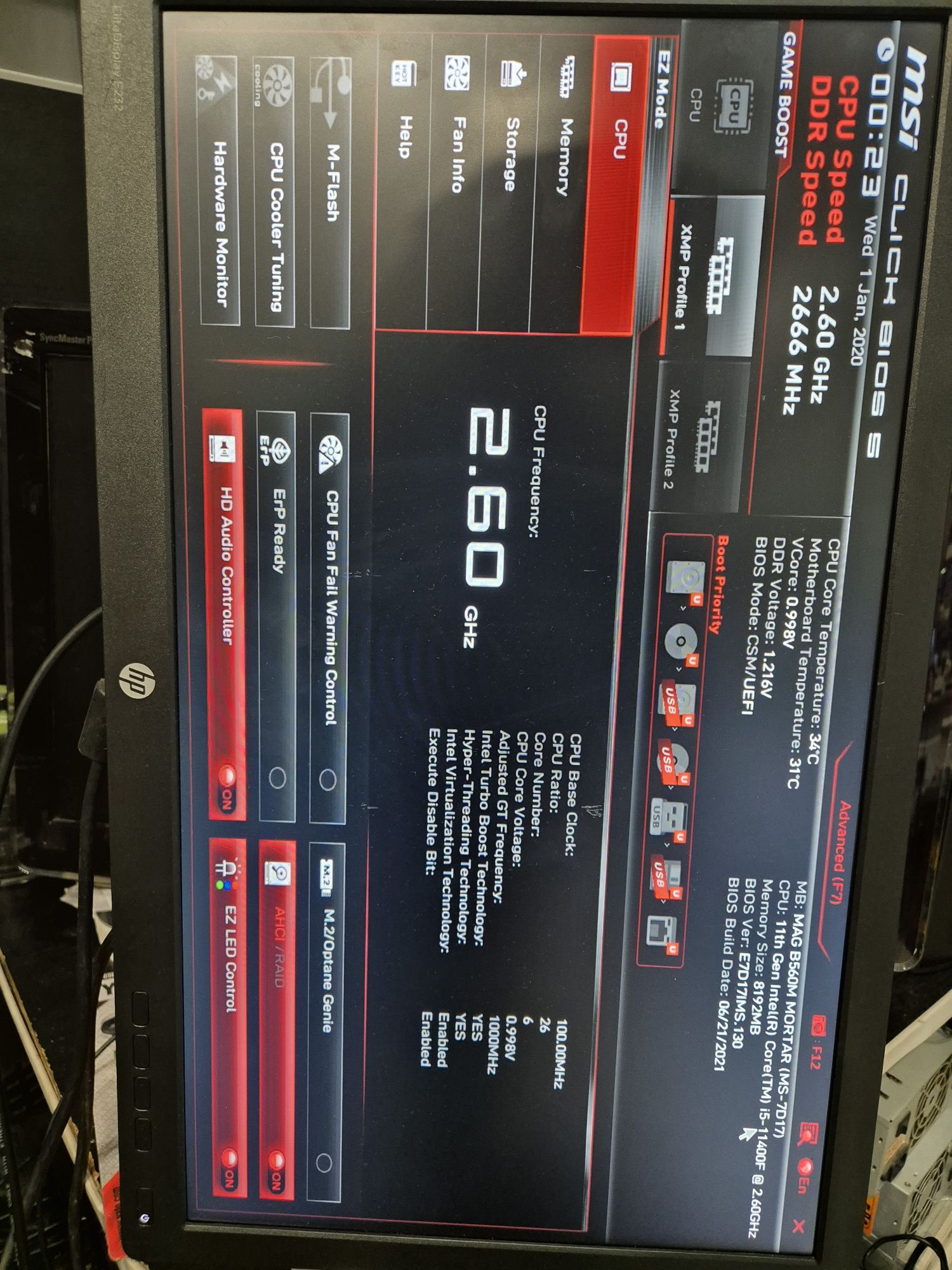 Msi Mag B560 Mortar + i5-11400f 16gb ddr4