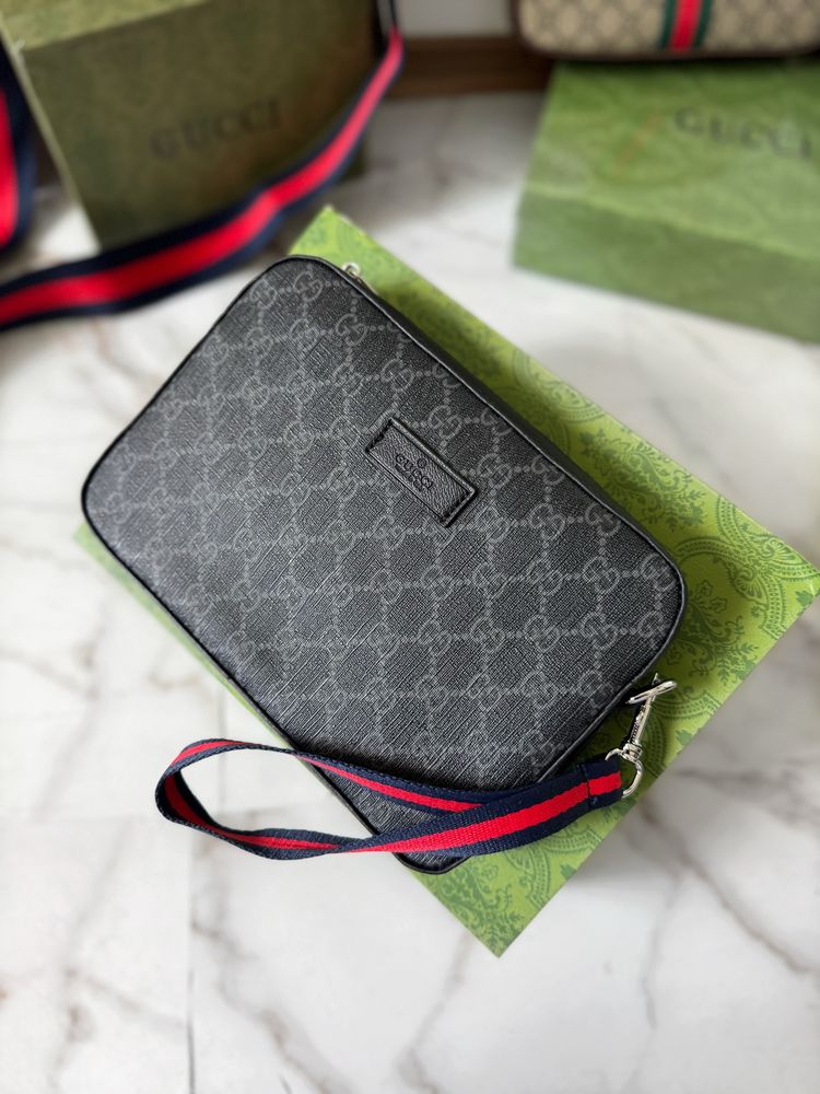 Сумка чоловіча клатч Gucci гуччи мужская черная месенджер барсетка GG