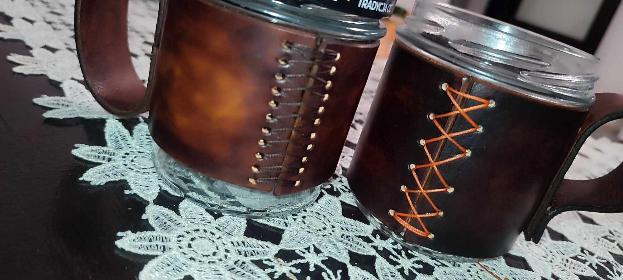 Kubek Bushcraft w stylu retro (skóra) leatherwork