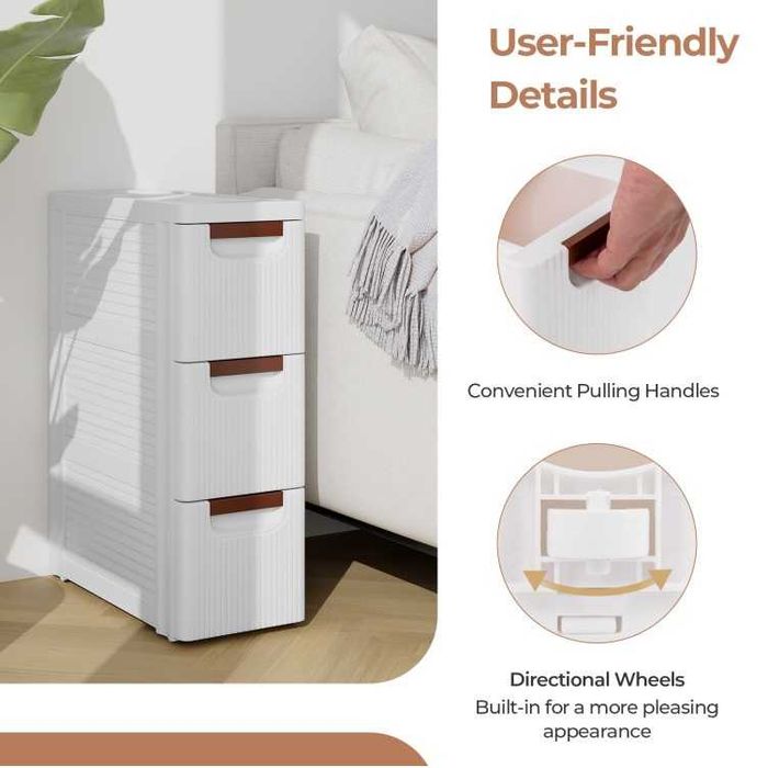 Mobilna szafka 3-szufladowa Costway, biały