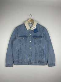 Джинсова куртка Bershka (M-L) з хутром чоловіча синя 6640/916/428