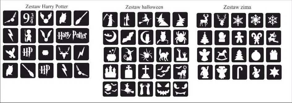 Zestaw do tatuaży brokatowych mały + gratis