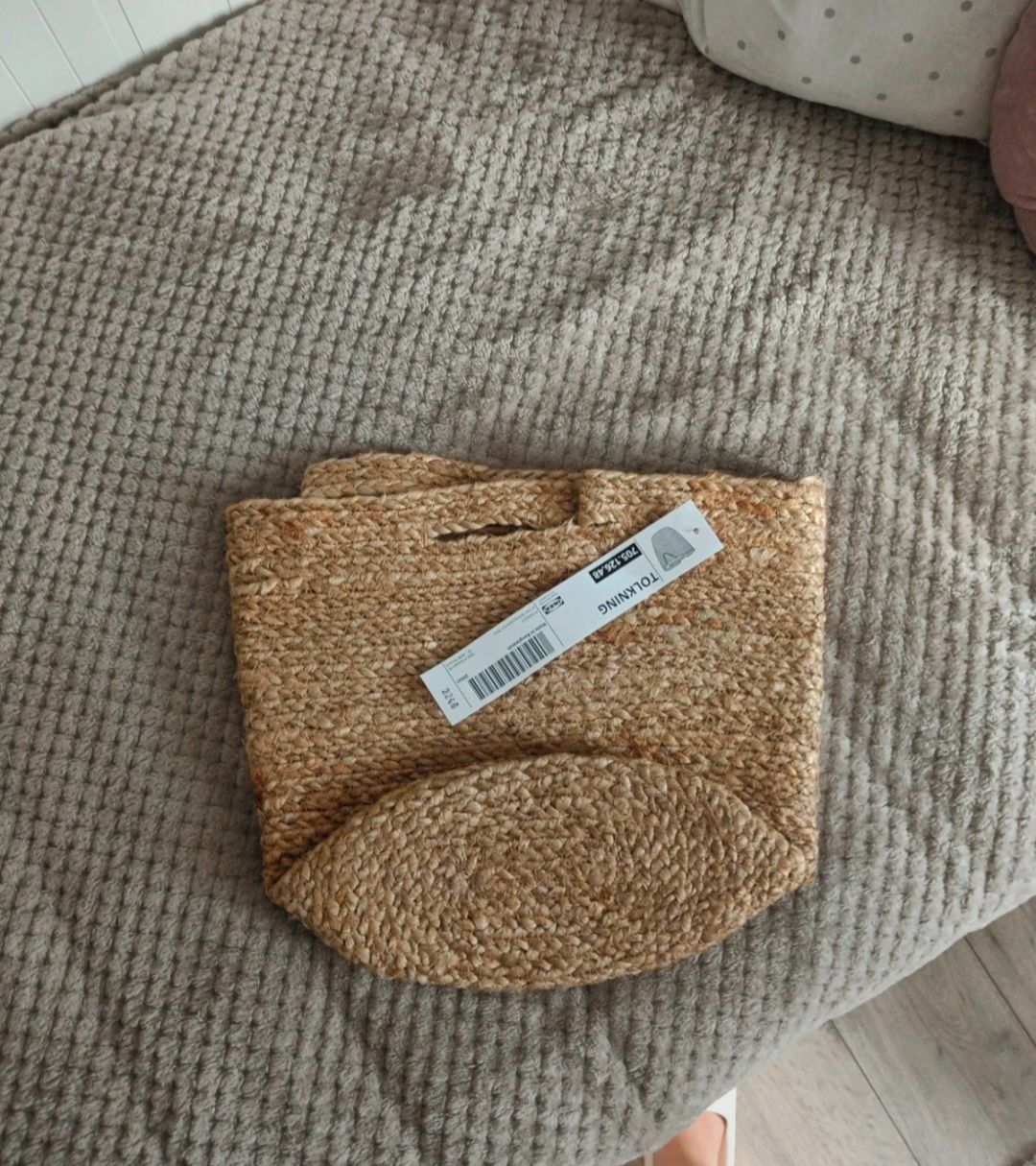 Kosz jutowy Ikea, nowy z metką, boho