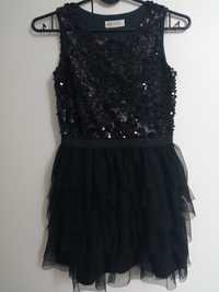 Sukienka h&m tiul czarna cekiny r.140
