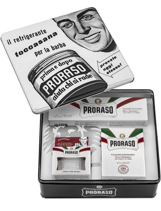 Подарунковий набір Proraso для гоління у вінтажній металевій коробці