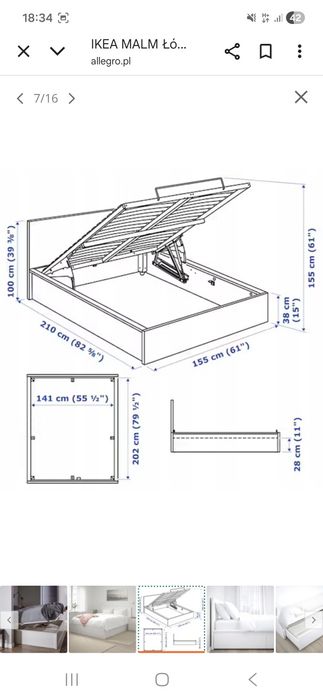 Łóżko Ikea MALM 140x200
