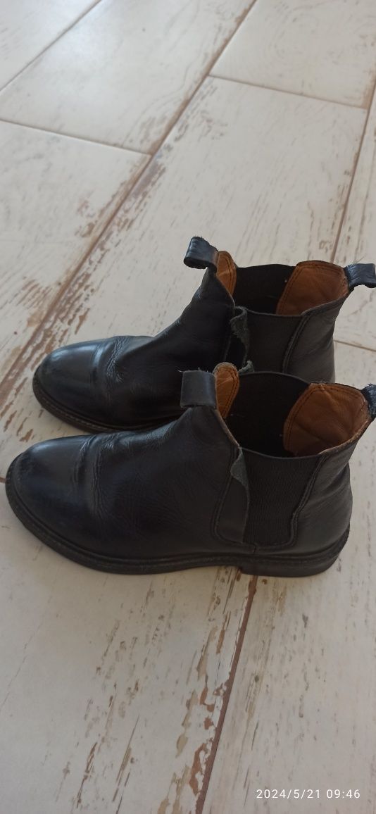 Czarne jesienne wiosenne skórzane sztyblety buty Zara 29 18,5cm