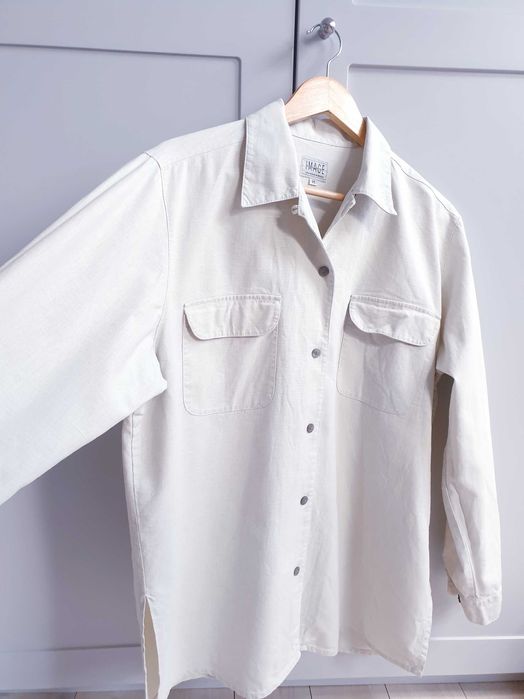 Kurtka koszulowa koszula lniana vintage Blue Image 46 48