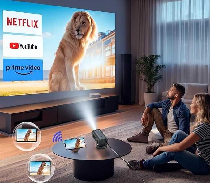 Polocsh P6 Mini Projektor Rzutnik Full HD 1080p 4K Android 11.0 WiFi 6