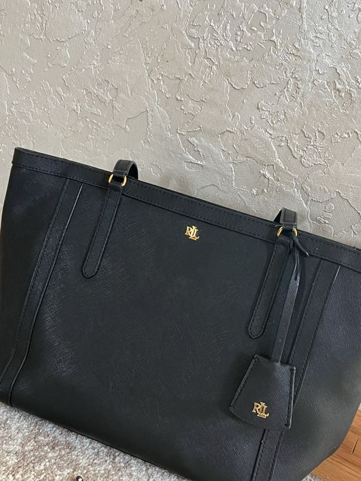 Чорна сумка-тоут Lauren Polo Ralph Lauren зі шкіри Saffiano.