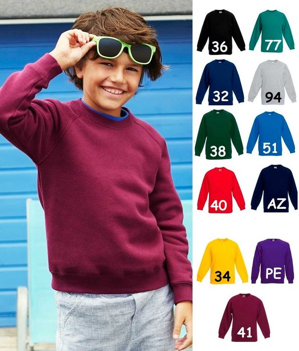 Дитячий Світшот на флісі Реглан Fruit of the Loom Різні розміри