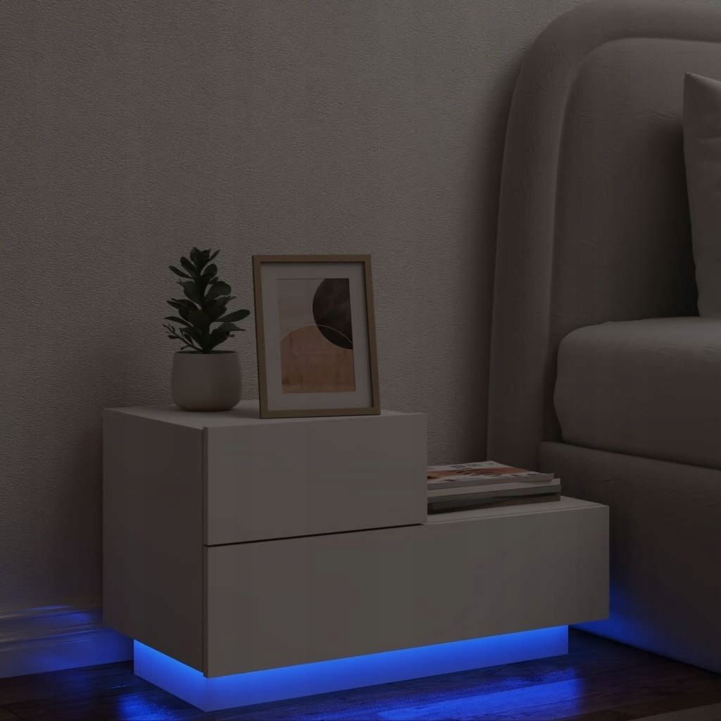 Szafka Nocna Z Oświetleniem Led Vidaxl 70X36X40,5 Cm Biała