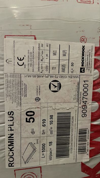 ROCKWOOL ROCKMIN PLUS (wełna skalna, płyta izolacyjna)
