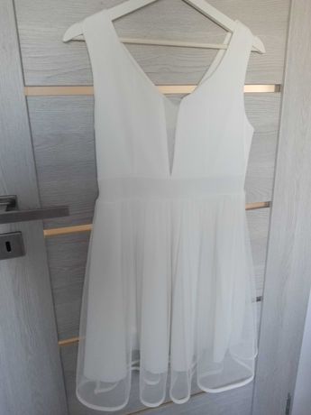 Sukienka biała ramiączka tiul tiulowa s/m
