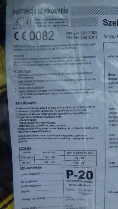 Szelki bezpieczeństwa P-20 PROTEKT