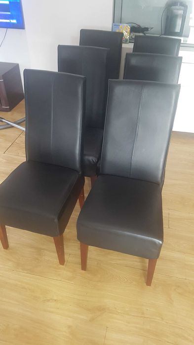 Eleganckie solidne krzesła skóra naturalna czarna