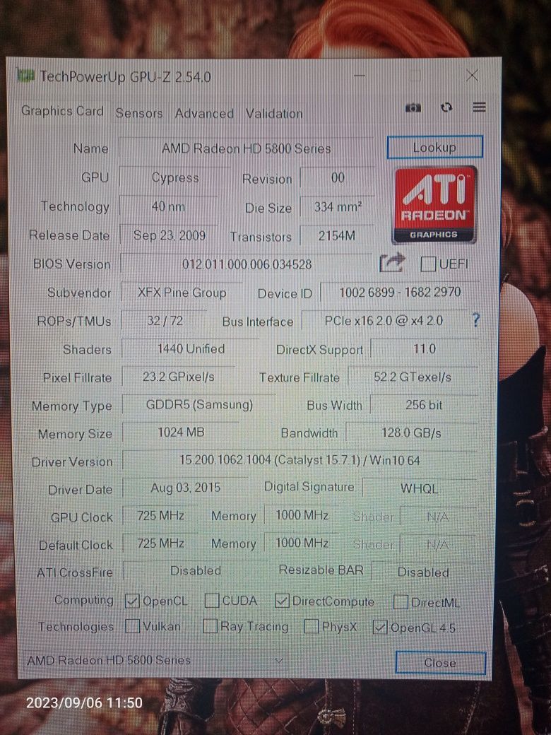 Radeon HD5850 1gb GDDR5-256bit