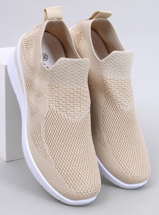 Sneakersy Na Koturnie Skarpetkowe Bayol Beige