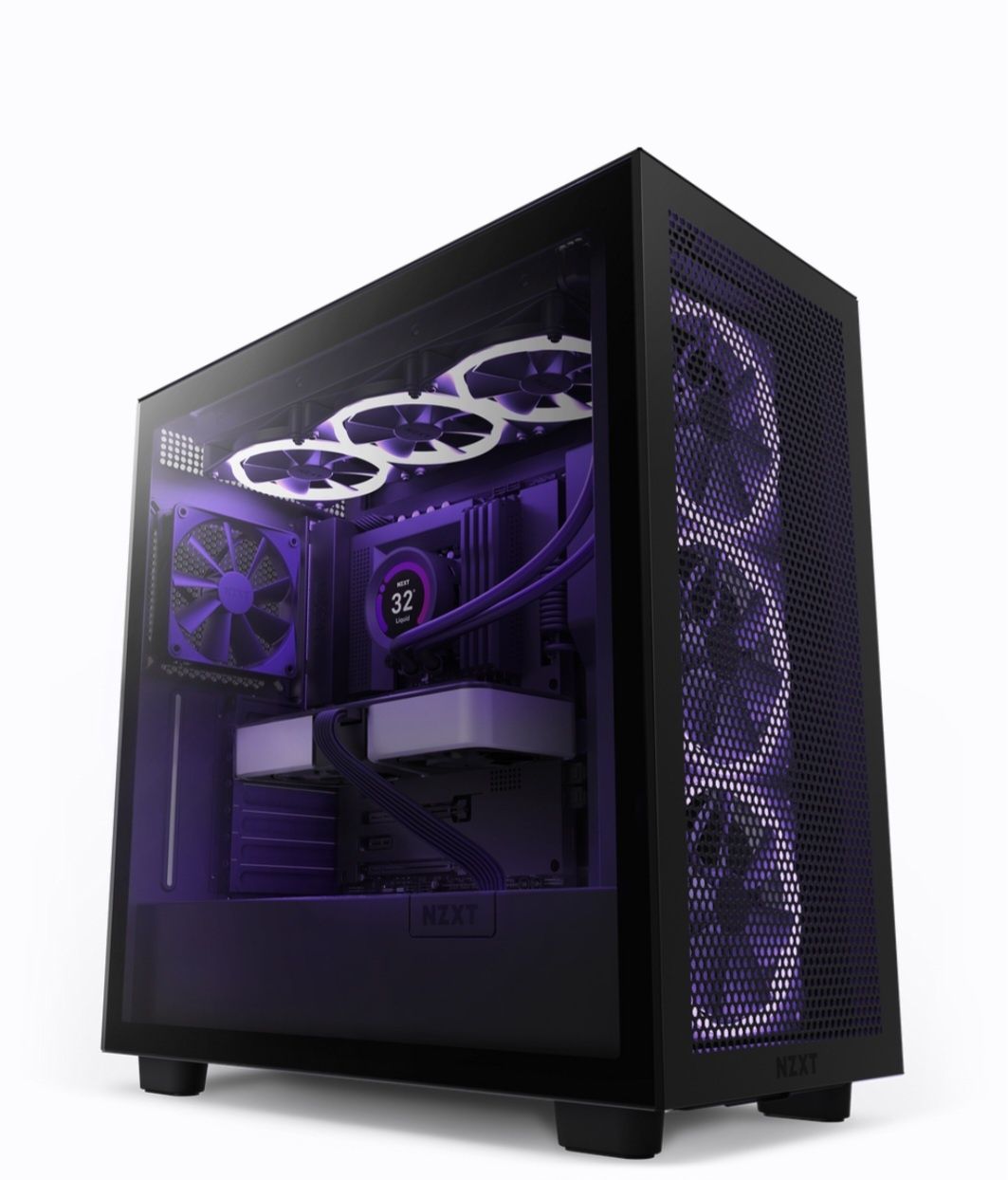 Caixa ATX marca NZXT mod. H7 Flow RGB preta vidro temperado