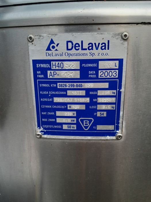 Schładzalnik do mleka 400 l delaval