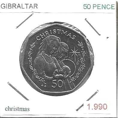 Gibraltar - - - 50 Pence - 1990 - - - Christmas - - - Moeda