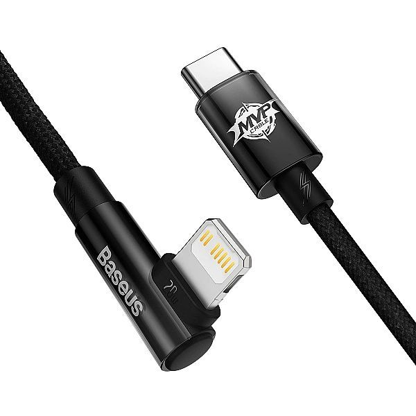 Kabel Baseus Cavp kątowy Lightning - Usb-c 20w 480Mb/s 1m - czarny