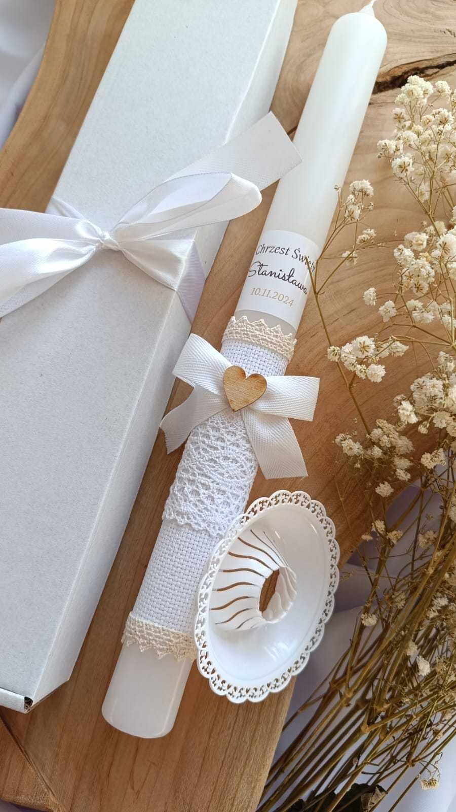 Boho Świeca do Chrztu Świętego