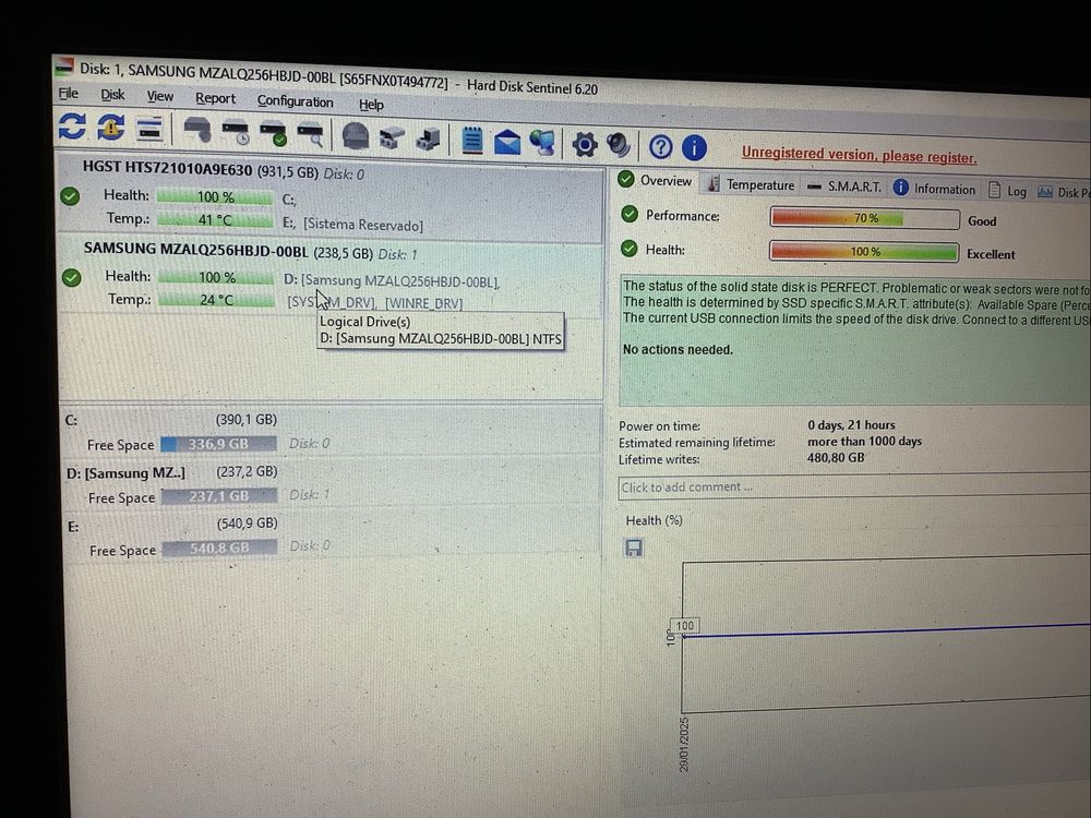 Disco SSD NVMe Samsung MZALQ256HBJD-00BL   256GB