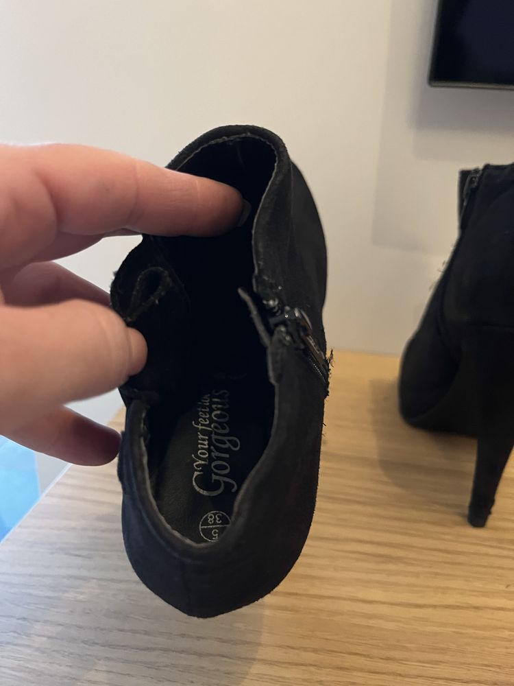 NEW LOOK buty botki czarne 38 na platformie i obcasie