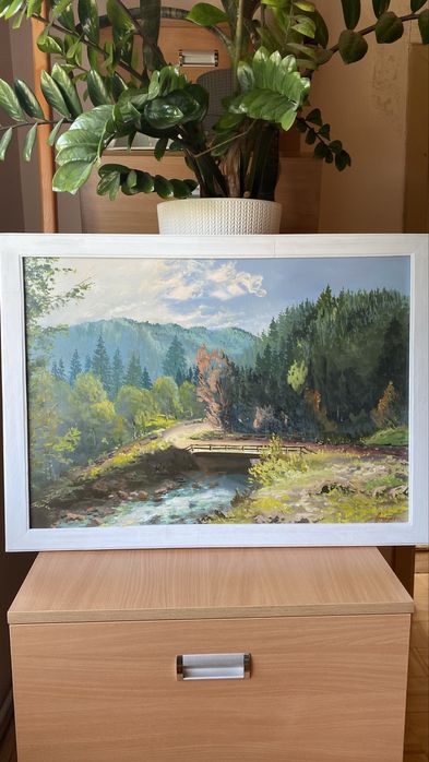 Картина Андрусяк масло холст пейзаж «міст через поток. Карпати» гори