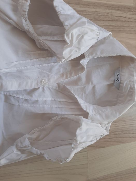 Biala elegancka bluzka koszula dziewczęca 140-146