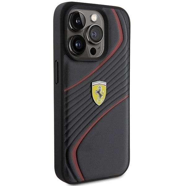 Etui Ferrari Twist Metal Logo Na Iphone 15 Pro - Czarne