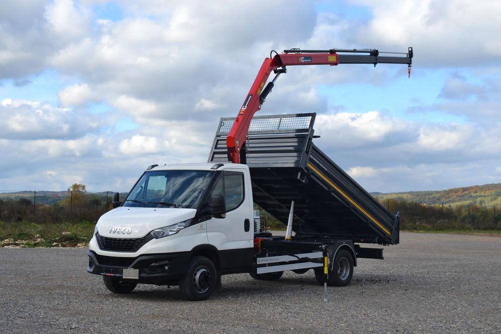 Iveco Daily 72-180 72C18 Nowy 3-stronny WYWROT Nowy Żuraw HC 60A2 HDS Fassi F60 Hyva Palfinger Hiab  Kiper WYWROTKA 70C18 70-180 Nowa zabudowa 2025 KIPPER TECHNIK