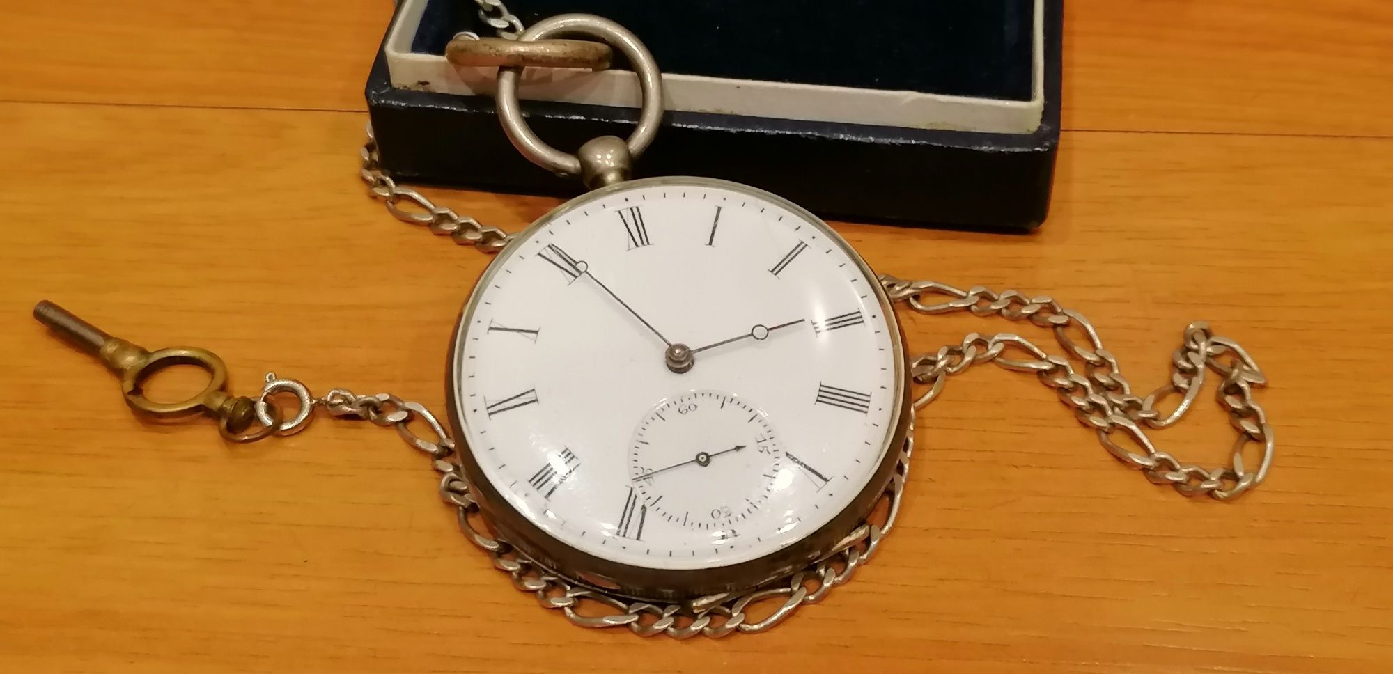Relógio bolso cilindro em prata huit trous en rubis