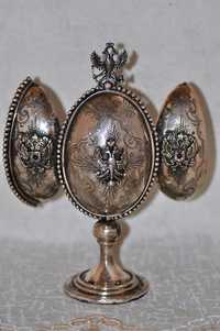Антикварная серебряная царская шкатулка яйцо столовое серебро 84 проба