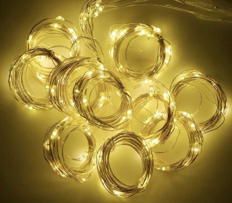 ХИТ! LED Гирлянда штора 3*2м USB капля росы с пультом Тёплый белый