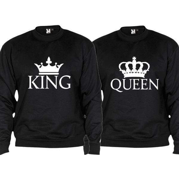 2 Sweatshirts Pretas King & Queen Flat - Oferta de Portes
