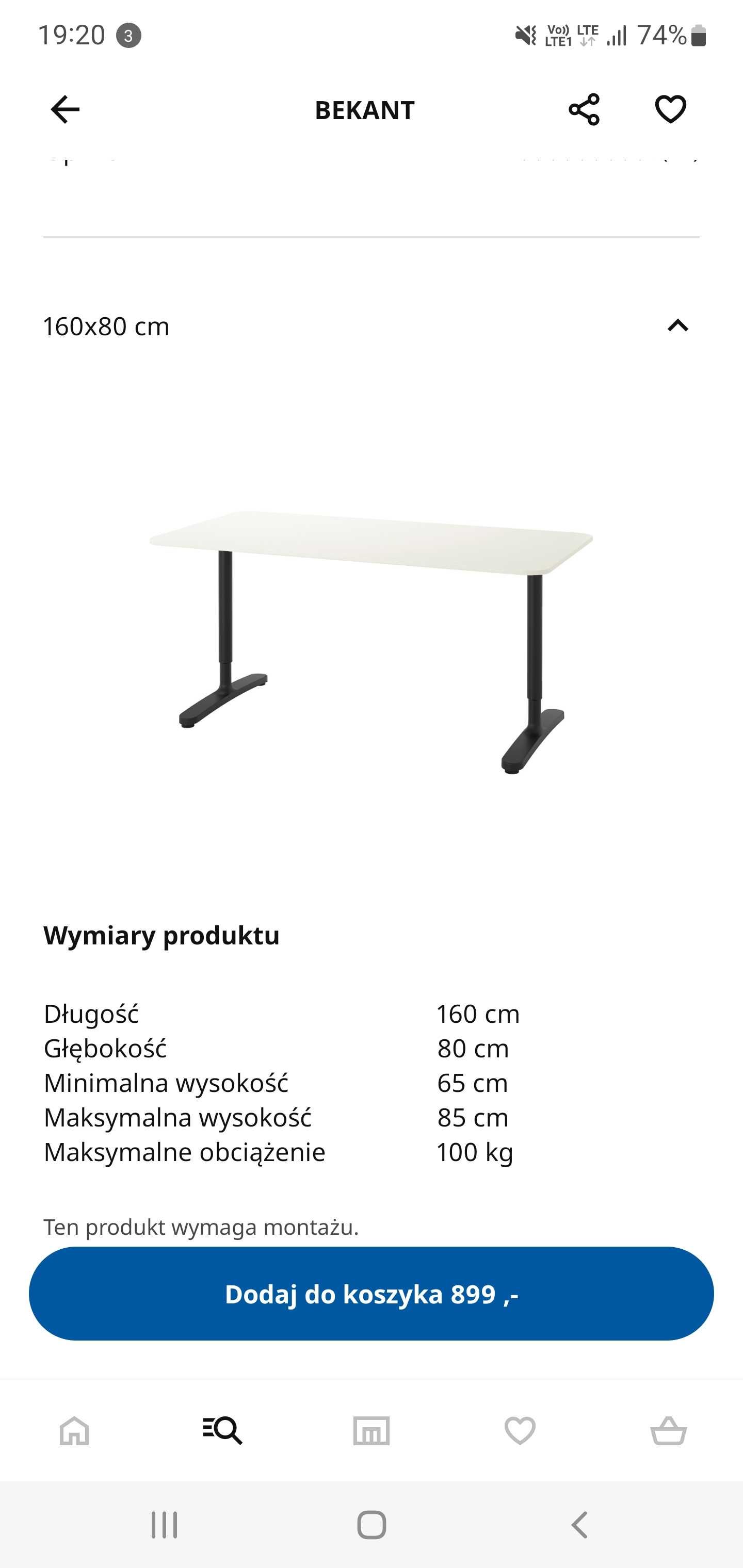 Biurko IKEA Bekant