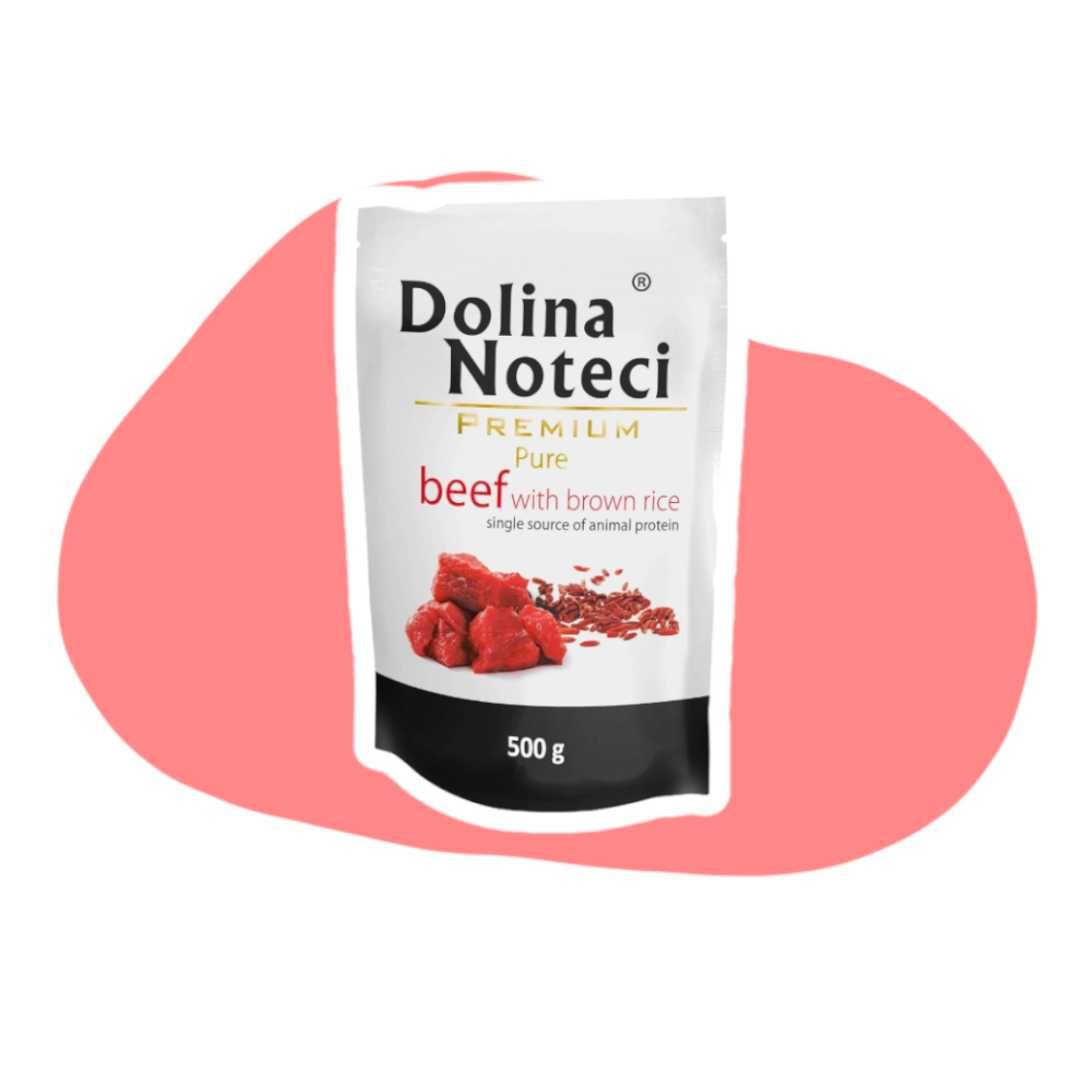 Dolina Noteci Pure Bogata w wołowinę i ryż 10x500g Karma mokra dla psa