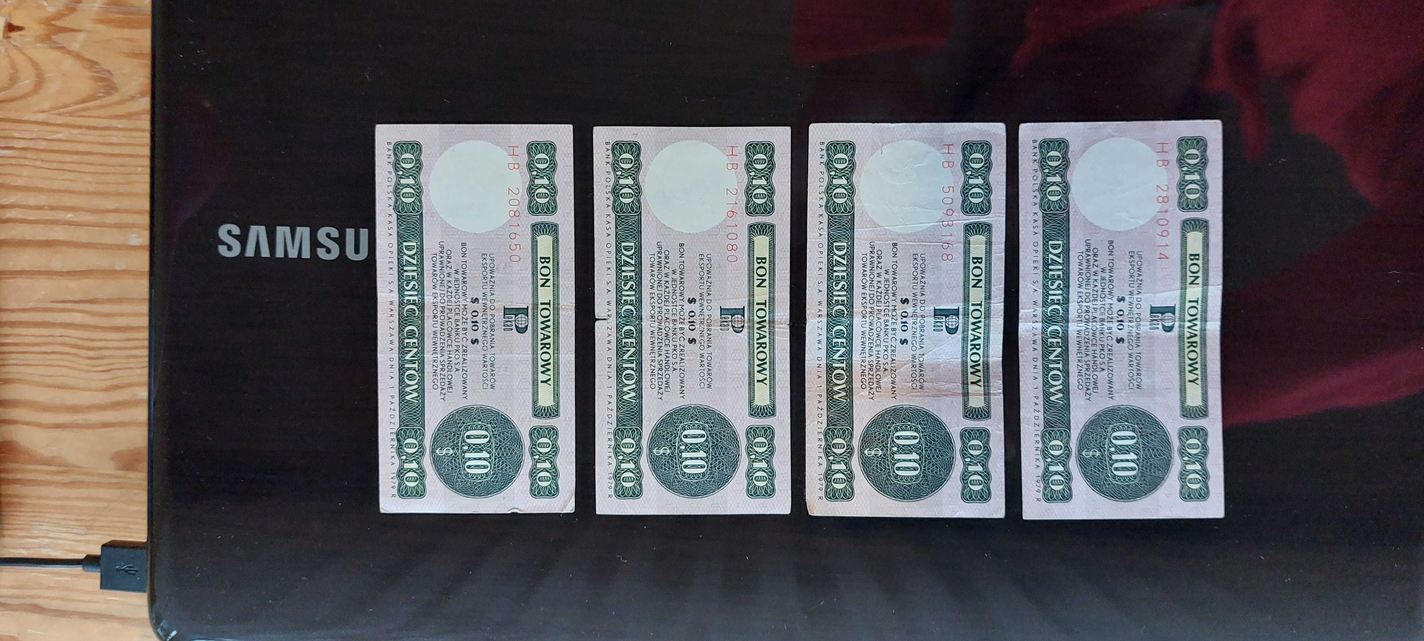 Bon towarowy 10 centów Pekao 1979 Seria HB  4 sztuki