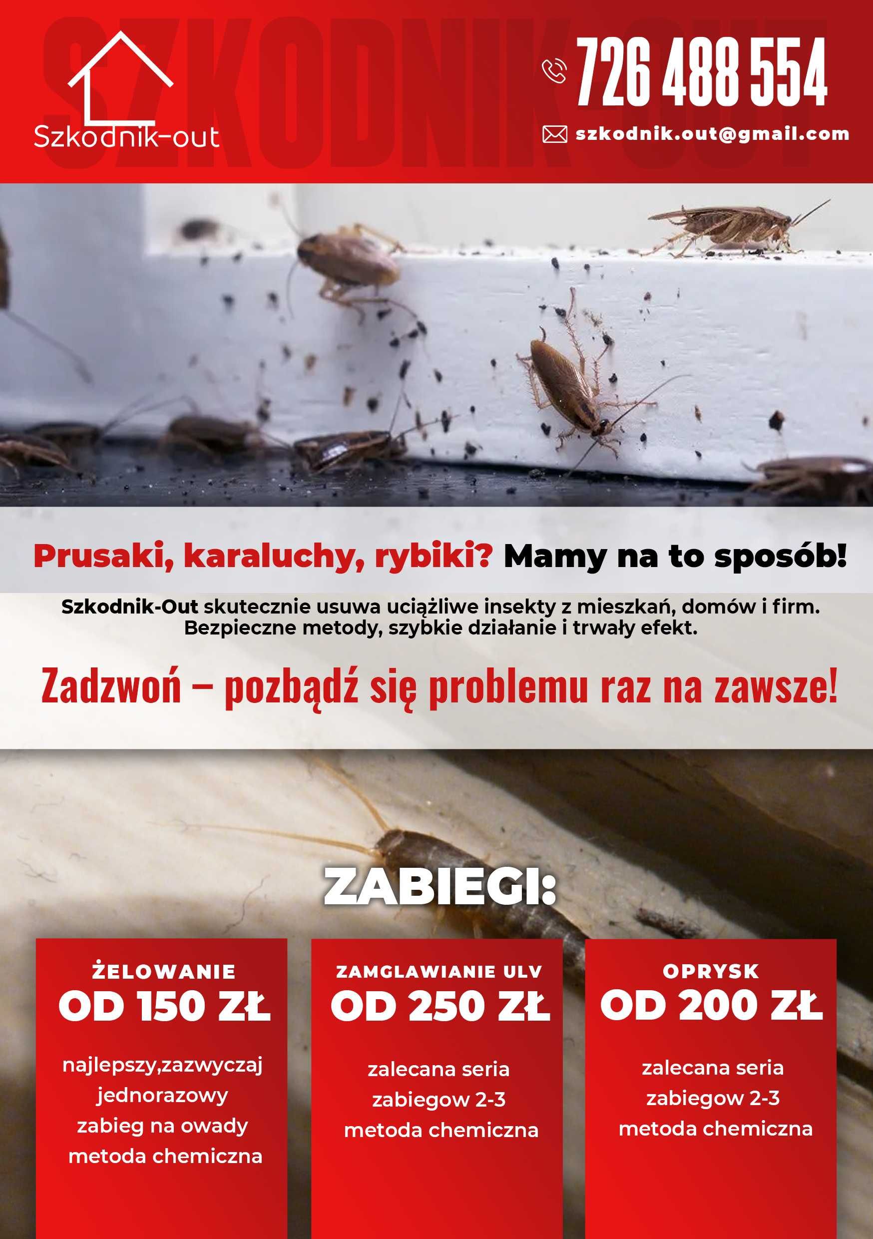 Dezynsekcja, Deratyzacja, Odpluskwianie, mrówki, prusaki, Wrocław