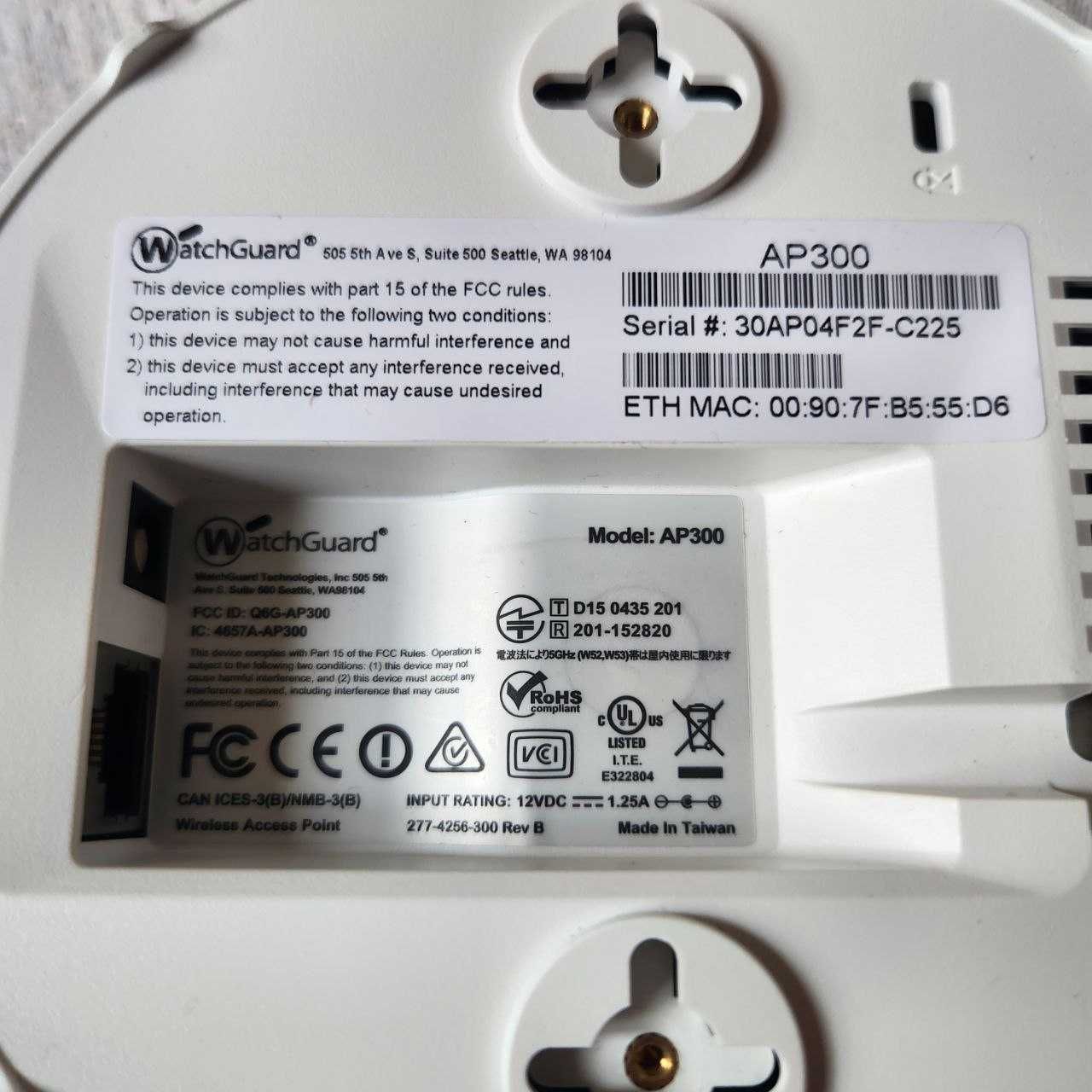 Wi-Fi точка доступа интернет WatchGuard AP300 5 ГГц 2,4 ГГц 3X3 MIMO