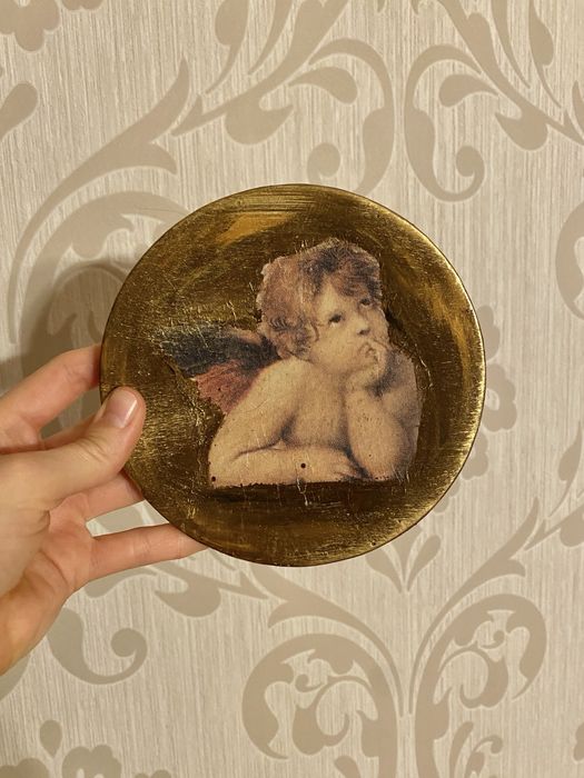 Talerzyk podstawek pod świecę złoty anioł