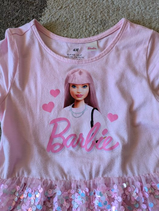 Efektowna sukienka z cekinami dla dziewczynki Barbie by H&M roz 110