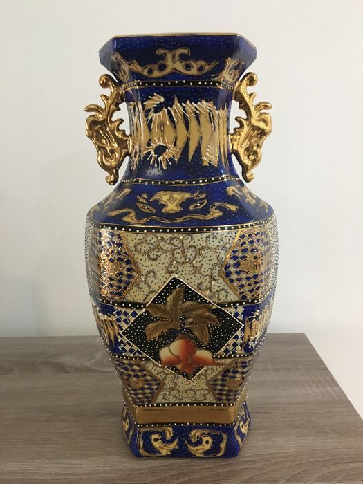 Jarra de Procelana chinesa Azul/Dourado