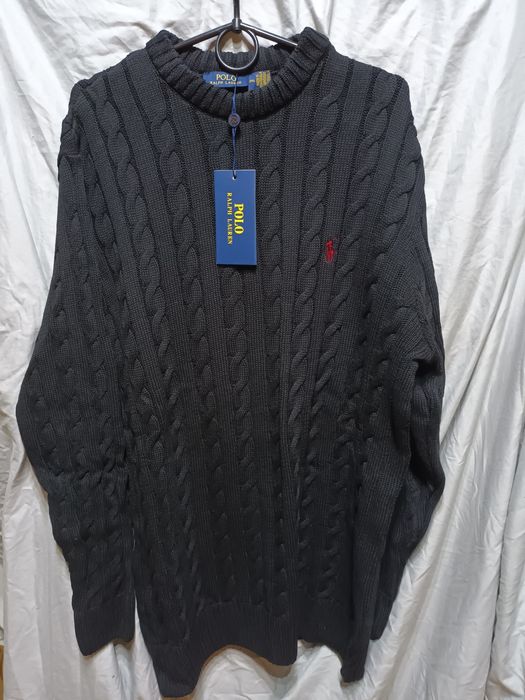 Czarny sweter warkocz Ralph Lauren XXXL